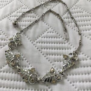 Vintage 1940’s Silver-Tone Crystal Link Necklace